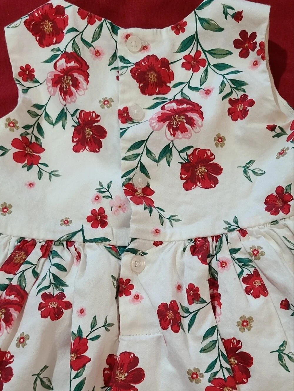 Carter's White Dress with Red Floral Print